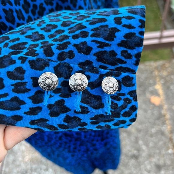 Jacket-Blue leopard velvet feel, rare,  funky, DG2, Diane Gilman, fits 6/8 - Picture 4 of 12